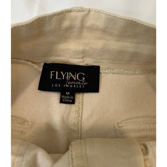 Flying Tomato women's Kaki High Rise Wide Leg Cargo Pants Size Medium - Picture 2 of 3